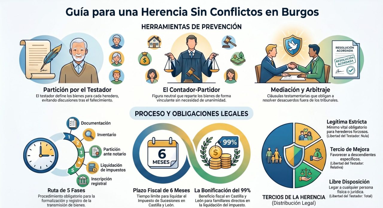 infografía sobre tramitar herencias en Burgos